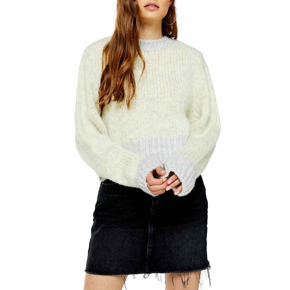 New Topshop Twist Deep Sweater Boxy Yellow Crop Size Medium - Picture 1 of 9